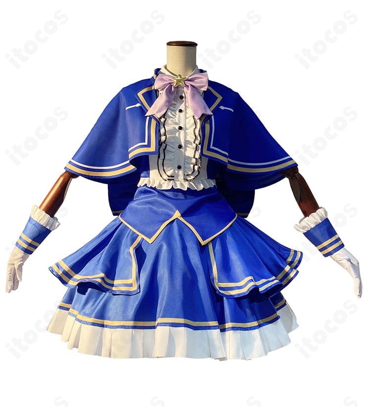 プリパラ 真中らぁら コスプレ衣装の正面画像。襟元スカーフと胸元の配色がアイドルらしい印象を強調。