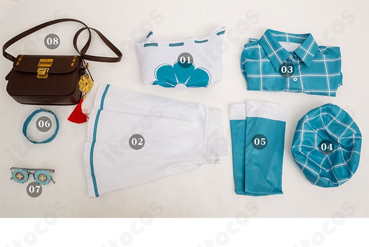 アニー・レスター ローソンコラボ衣装のセット全体像。8点セット内容を一望。