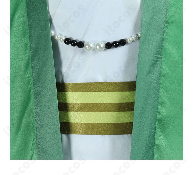 腰まわり装飾のクローズアップ。中島敦の正月衣装らしいアクセントと腰封の質感が分かる画像。