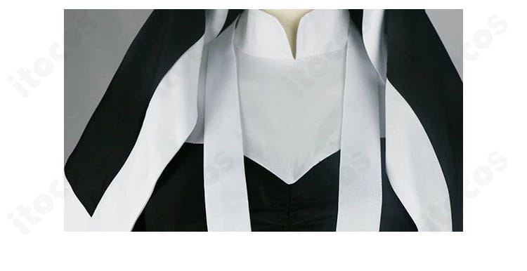 シスタギガント衣装の襟元アップ。装飾の形状と縫製の細部、質感が分かるディテール写真。