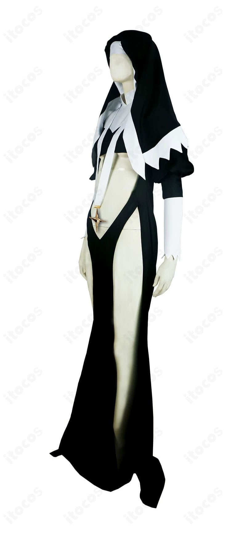 魔法少女にあこがれて シスタギガント衣装の側面。立体的な裁ちとシルエット、腕周りのフィット感を強調した画像。