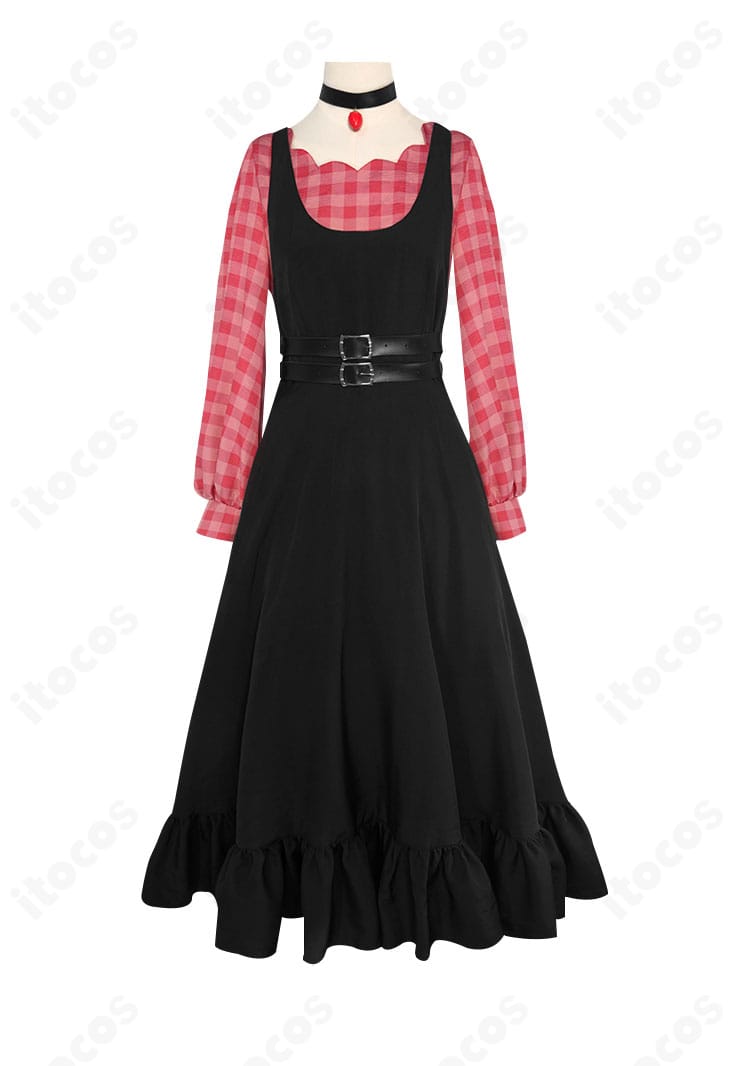 朝比奈まふゆ コスプレ衣装の正面全体。ワンピースとアクセサリーの配置がわかるフロントビュー。