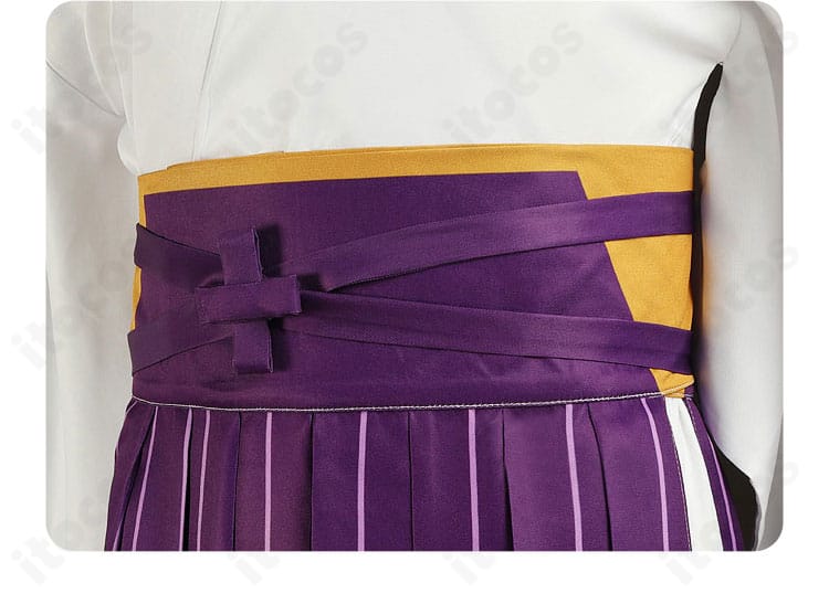 文豪ストレイドッグス 中島敦 寅月ver. コスプレ衣装の腰封（帯風）装飾。結び目風ディテールと中央のアクセントが見える画像。