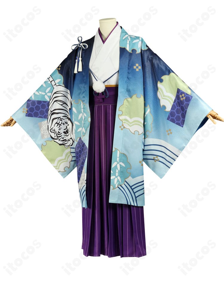 文豪ストレイドッグス 中島敦 寅月ver. コスプレ衣装の側面。袖の落ち感と腰部ディテールの立体感が分かる画像。