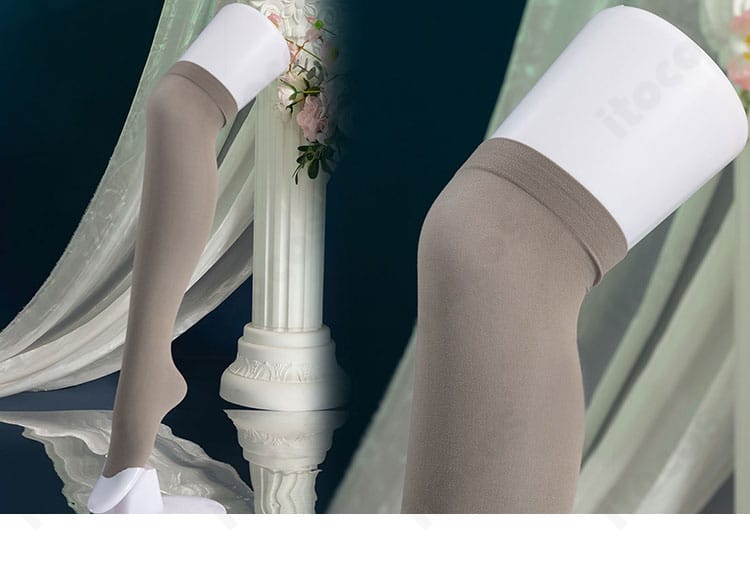 第五人格 隠者（アルヴァ・ロレンツ）コスプレ衣装 レッグソックスのデザイン詳細。模様と長さ感