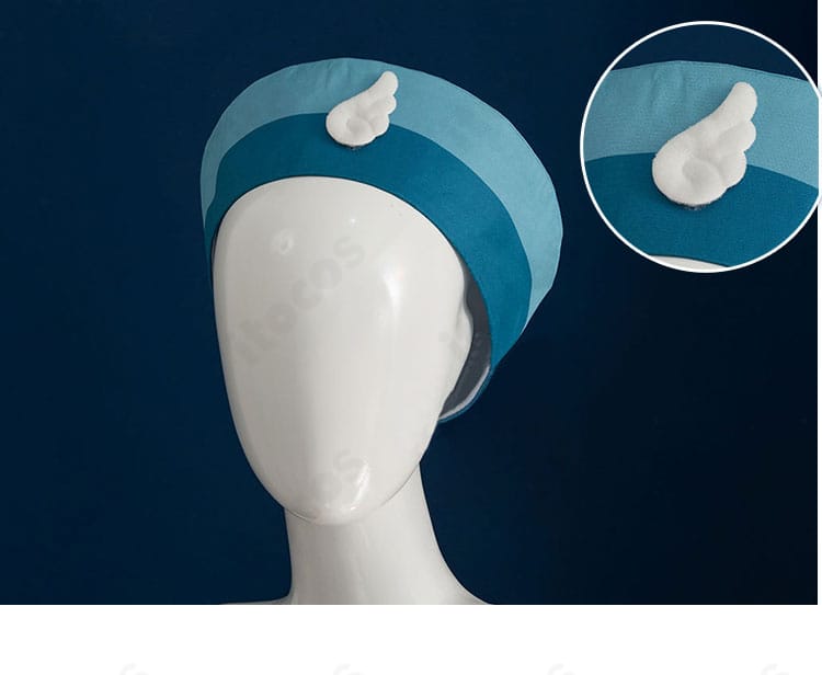 帽子ディテール：トップの形状と装飾の配置、固定感が分かる近接写真