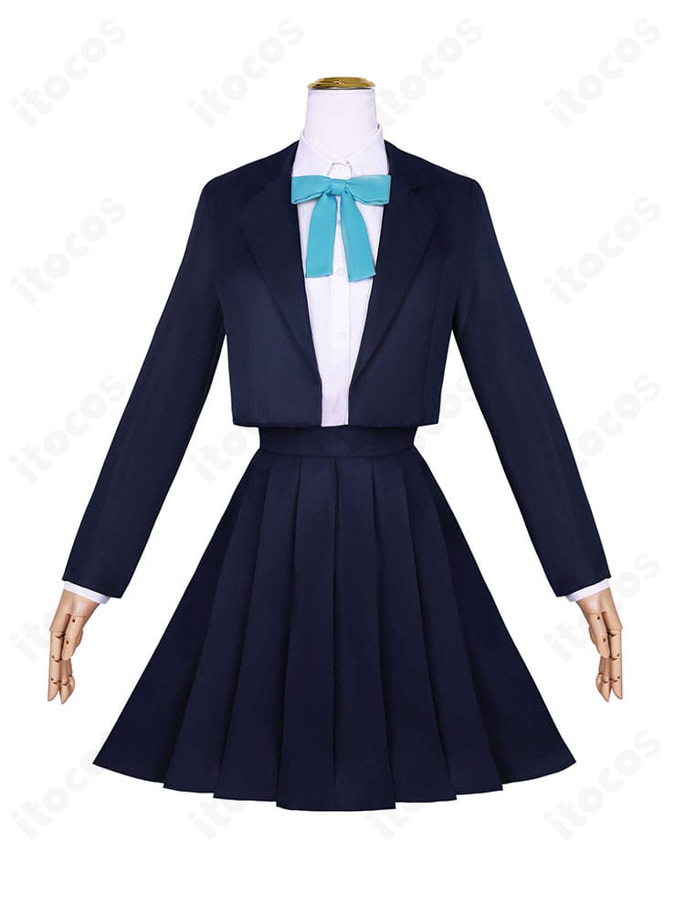 崩壊：スターレイル 花火 制服コスプレの正面全身。コートのラインとシャツ・リボンの配色バランス、整ったシルエットを確認できます。