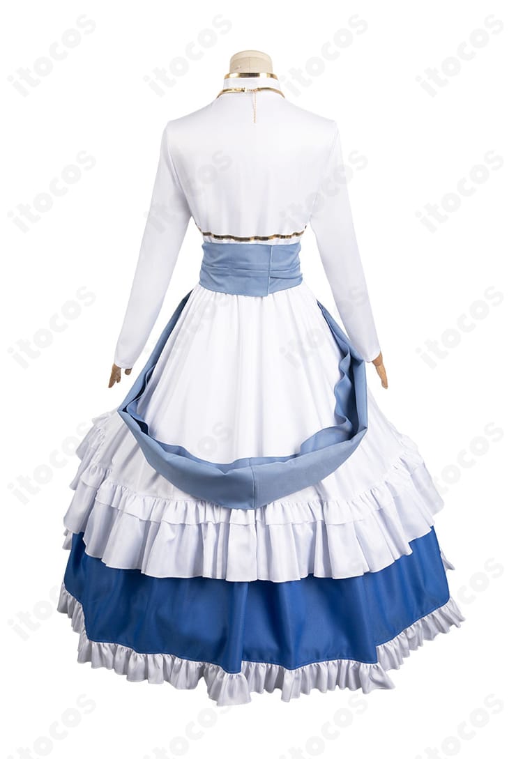 アイリス王女ドレスの背面。背中の装飾とスカートの落ち感を丁寧に表現。