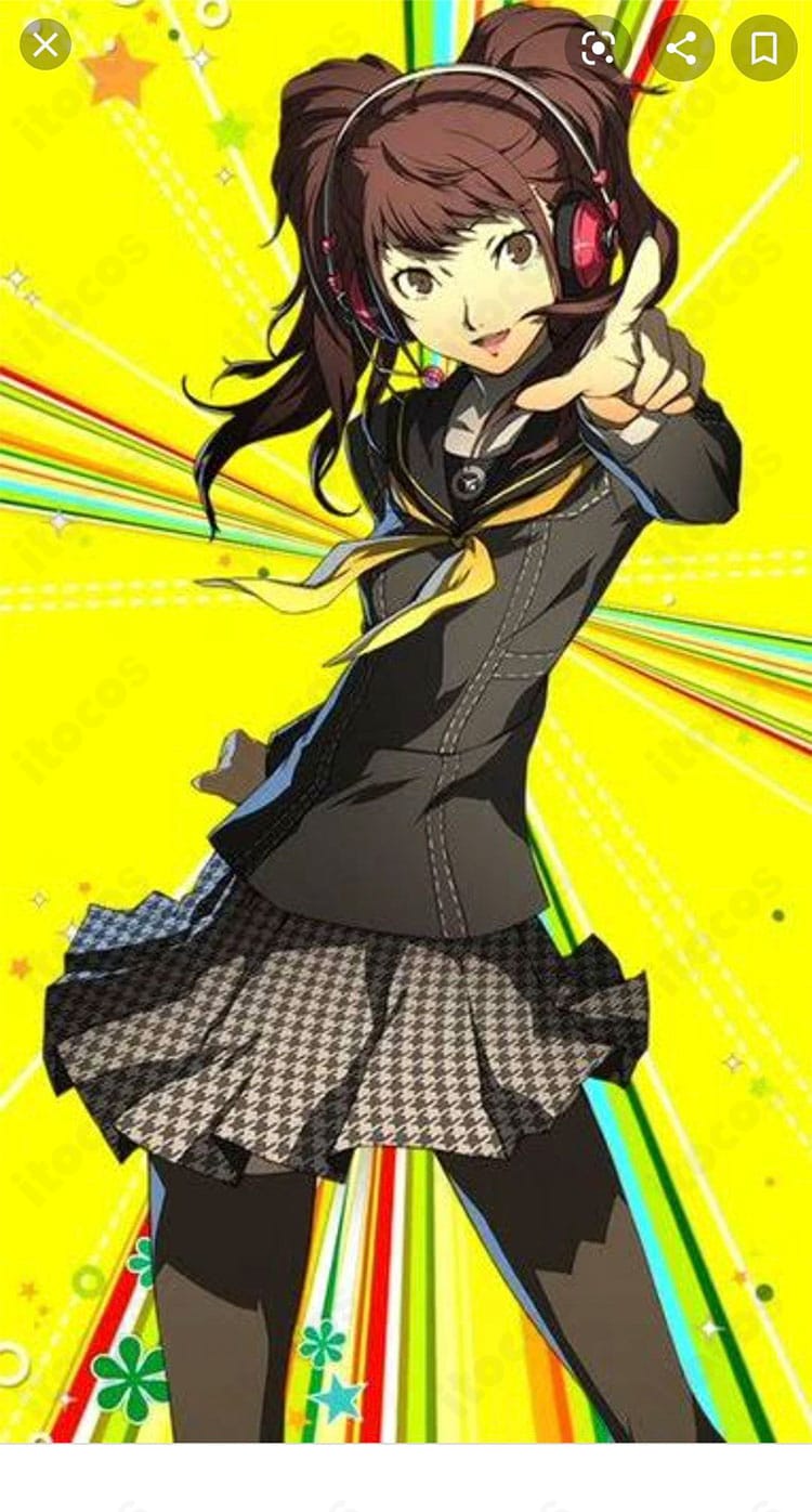 ペルソナ4 久慈川りせの八十神高校女子制服コスプレ衣装。キャラクターの魅力を忠実に再現した4点セットの全体イメージ。