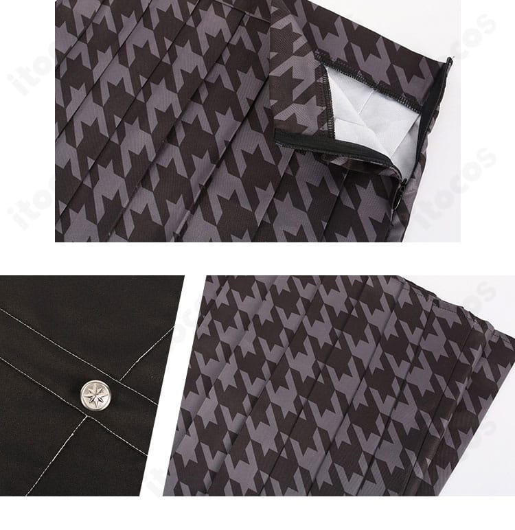 久慈川りせ コスプレ衣装のスカート装飾アップ。チェック柄の配色と程よいフレア感、シルエットの美しさを表現。