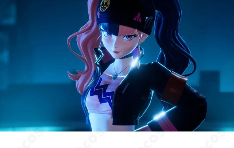 パルワールドのゾーイ コスプレ衣装デザインイラスト。ボス登場衣装の配色と装飾を忠実に再現。