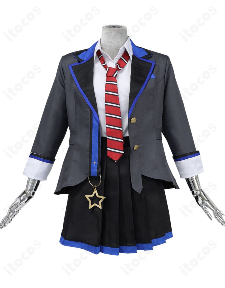 星乃一歌ユニット衣装の正面全体像。コートとスカートのライン、ネクタイの位置関係が分かる商品画像。