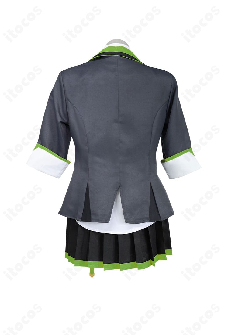 プロジェクトセカイ 日野森志歩 コスプレ衣装の背面。背面ラインや裾の仕立てを確認できるLeo/needユニット制服。