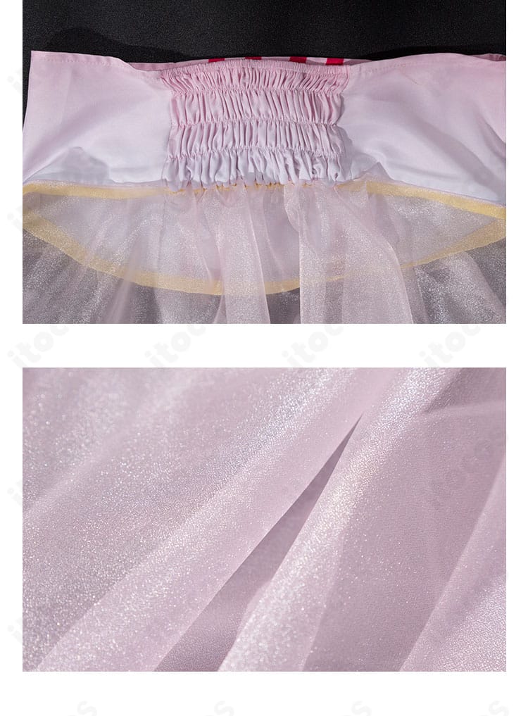 スカート部分の質感と装飾ステッチの詳細。発色と生地表面の風合いが伝わるクローズアップ。