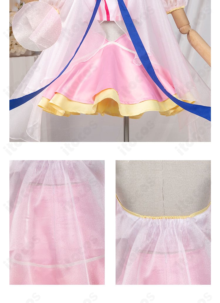 スカートの広がりと背面意匠にフォーカス。後ろ姿のバランスとドレープ感が分かる画像。