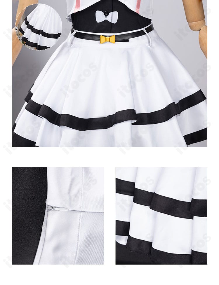 スカート装飾の詳細。華やかな意匠と動きに映えるデザインを近接で表現。