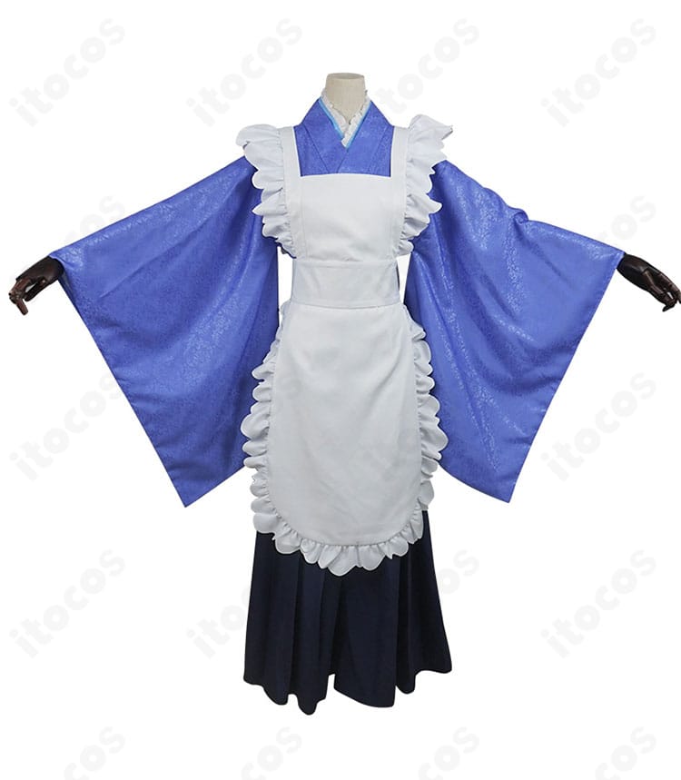 カンナカムイ メイド服コスプレ衣装の正面カット。襟元から裾までのシルエットと高再現ディテールが分かる画像。