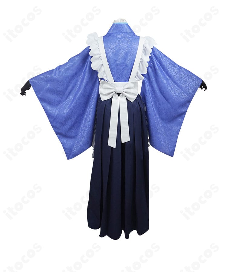 カンナカムイ メイド服コスプレ衣装の背面カット。後ろ姿のフリル配置と全体バランスが確認できる画像。