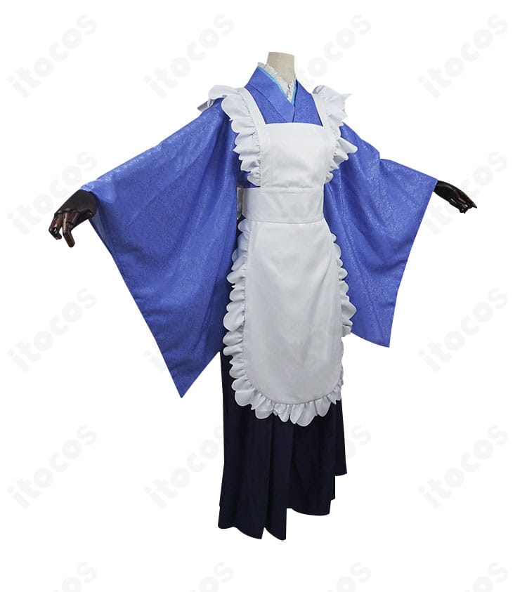 カンナカムイ メイド服コスプレ衣装の側面カット。袖の丸みとウエストライン、スカートの広がりが伝わる構図。