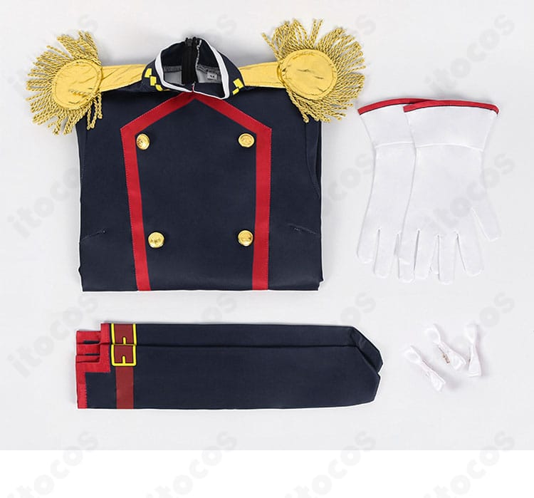 大川村寧コスプレ衣装のセット内容一覧。ワンピース・手袋・靴下・髪飾りが揃ったことを示す画像。