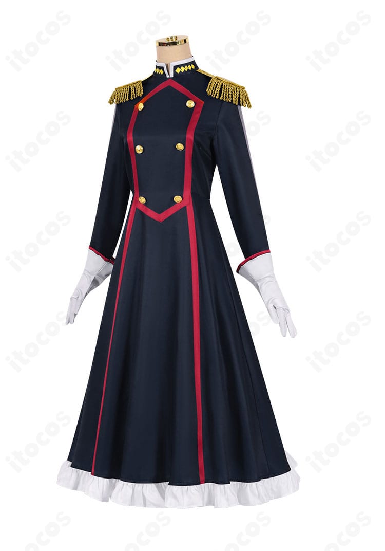 大川村寧コスプレ衣装の側面カット。スリムなラインと袖・ウエスト周りの造形が分かる画像。