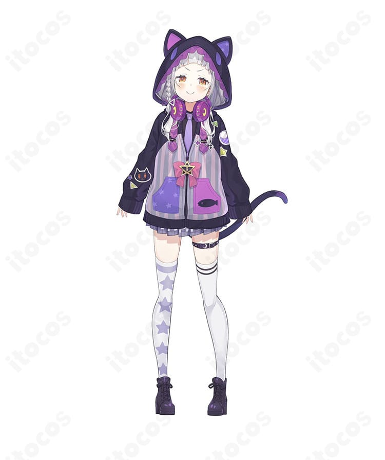 紫咲シオン 新衣装のコスプレ一式。ウィッチ風デザインを高再現で仕上げた全体カット