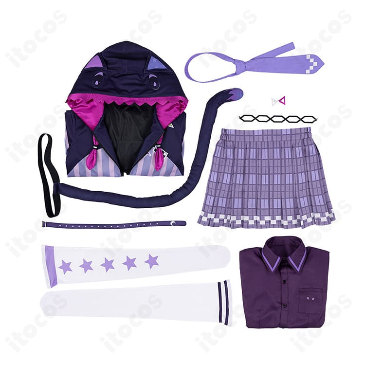 セット内容一覧。コート・シャツ・スカート・ネクタイ・髪飾り・靴下・ヘアピン・太ももベルト・尻尾