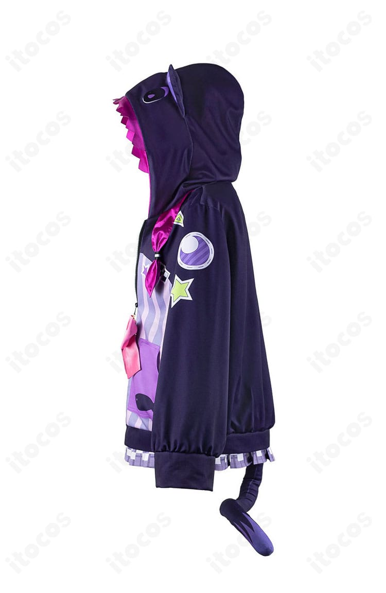 紫咲シオン 新衣装コスプレの左側面。髪飾りとスカートの落ち感が確認できる