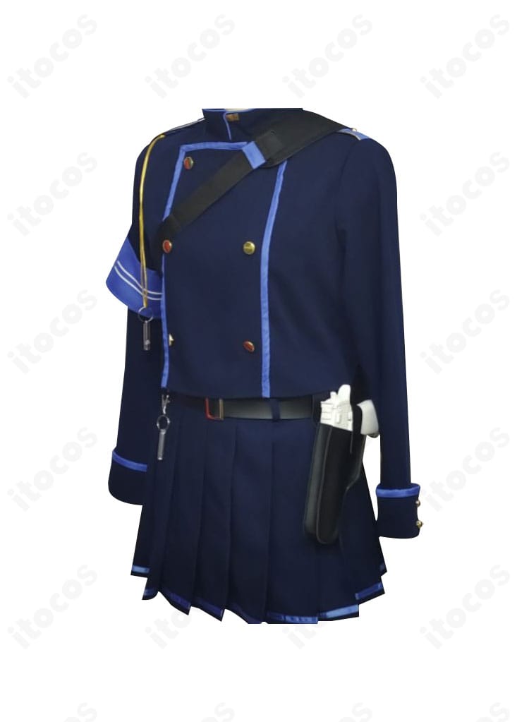 ブルーアーカイブ 橘ノゾミ・橘ヒカリ 制服コスプレの側面ディテール。スカート／ショートパンツとトップスの切替や装飾を確認。