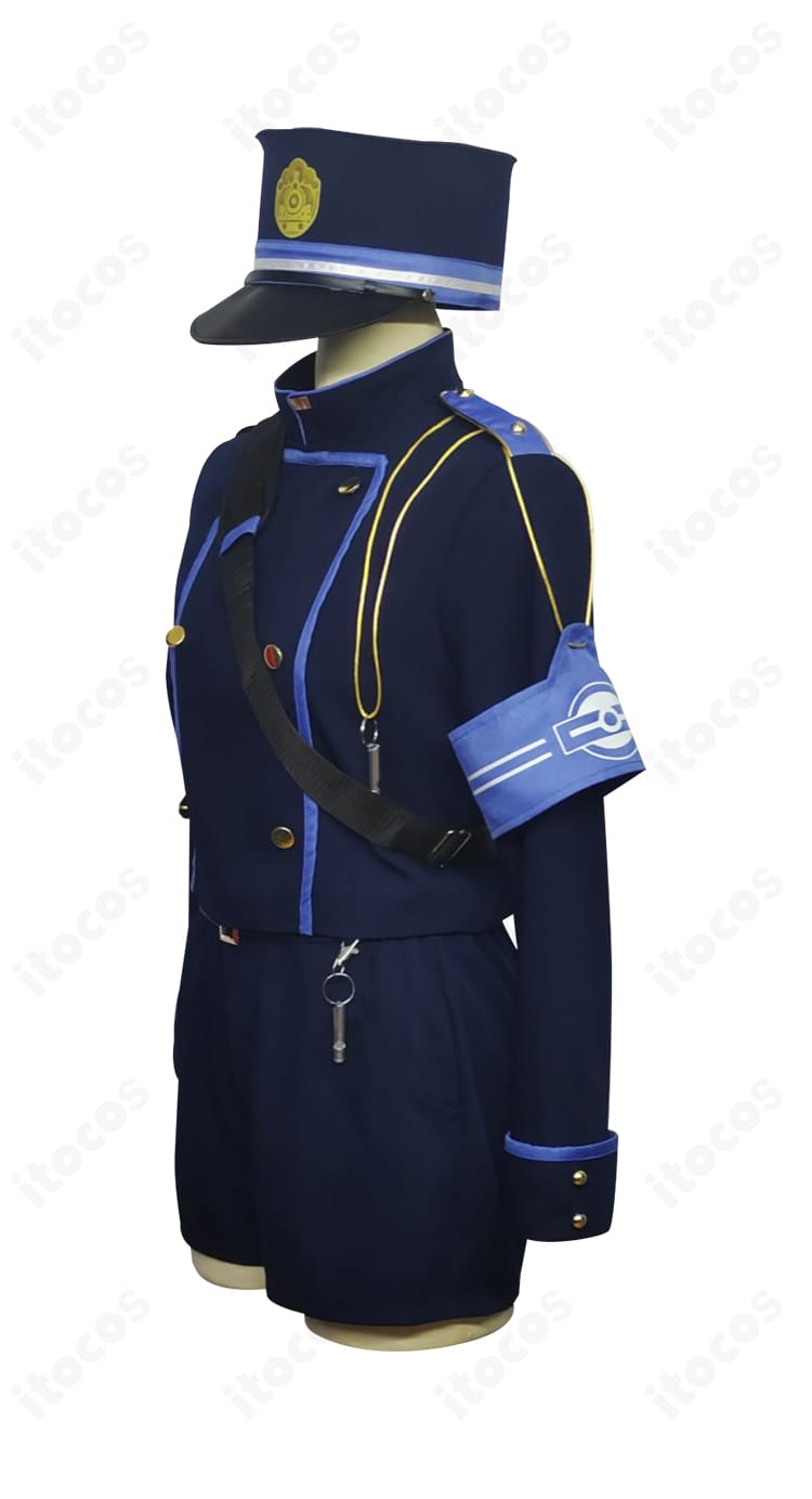 ブルーアーカイブ 橘ノゾミ・橘ヒカリ 制服コスプレの左側装飾。縫製のステッチと装飾パーツの取り付け位置が分かるアップ。