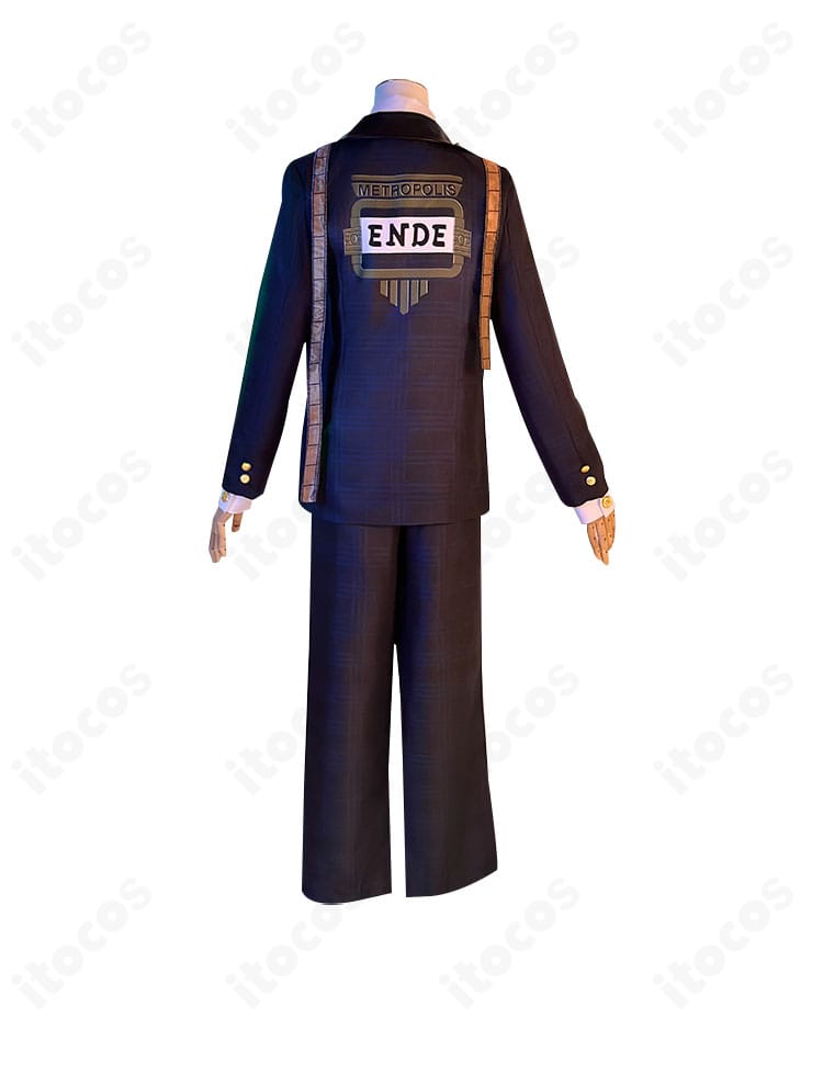 第五人格 囚人コスプレ衣装の背面。背中から裾にかけてのラインと装飾配置を鮮明に示した画像。