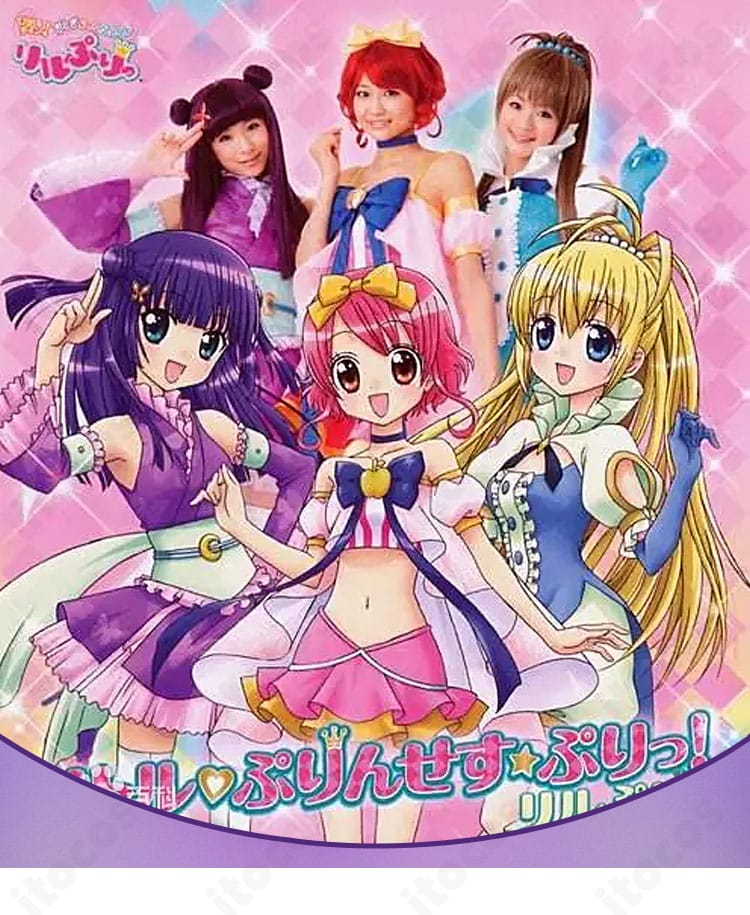 リルぷりっ 笹原名月のコスプレ衣装一式。キャラクターの配色と装飾を忠実に再現したアイドルコスチュームの全体イメージ。