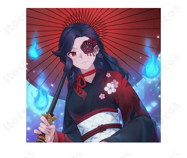 羽生田千鶴（ファン創作）コスプレ衣装のキャラクターイメージ。原神の世界観に合わせたデザインを確認できます。