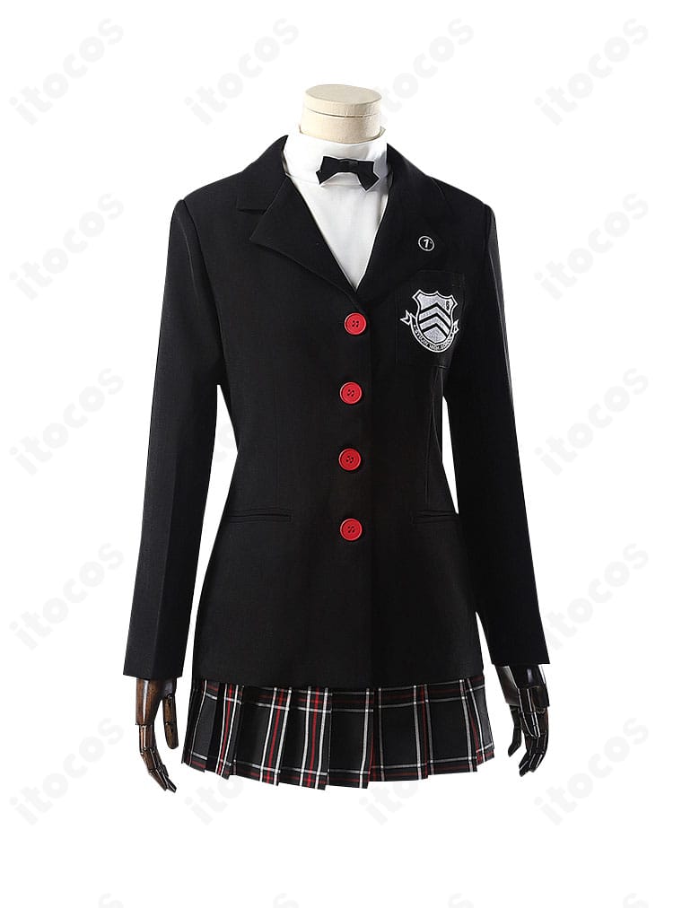 芳澤かすみ 制服コスプレ衣装の正面全身。ブレザーとスカートのバランスがわかる高再現デザイン。