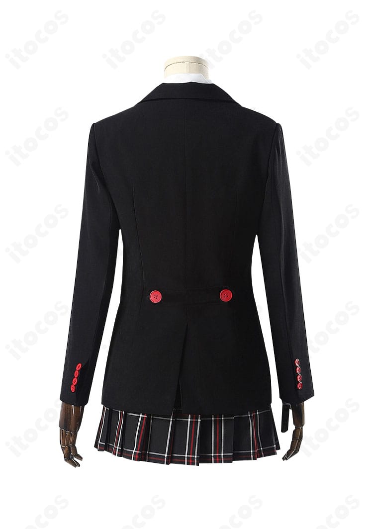 芳澤かすみ 制服コスプレ衣装の背面。背中のラインや丈感などのディテールを示すカット。