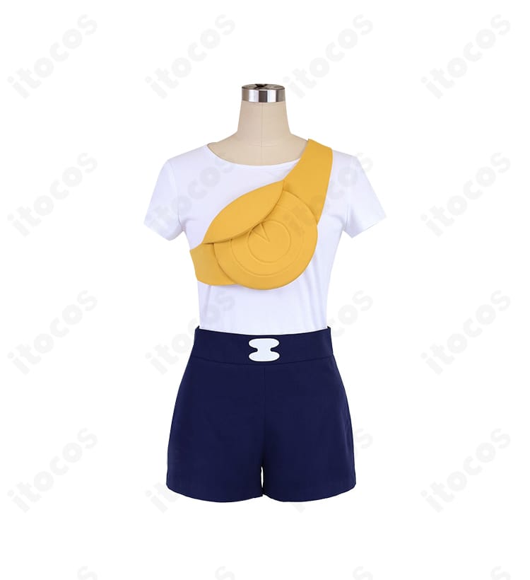 ポケットモンスター リコ 私服コスプレ衣装のトップス詳細。質感と縫製の仕上がりを示す近接カット。