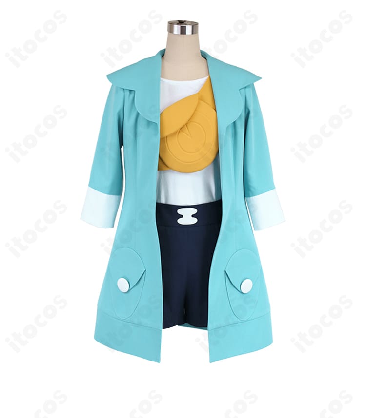 ポケットモンスター リコ 私服コスプレ衣装の正面。コートとトップスの配色・ディテールがわかる全身カット。