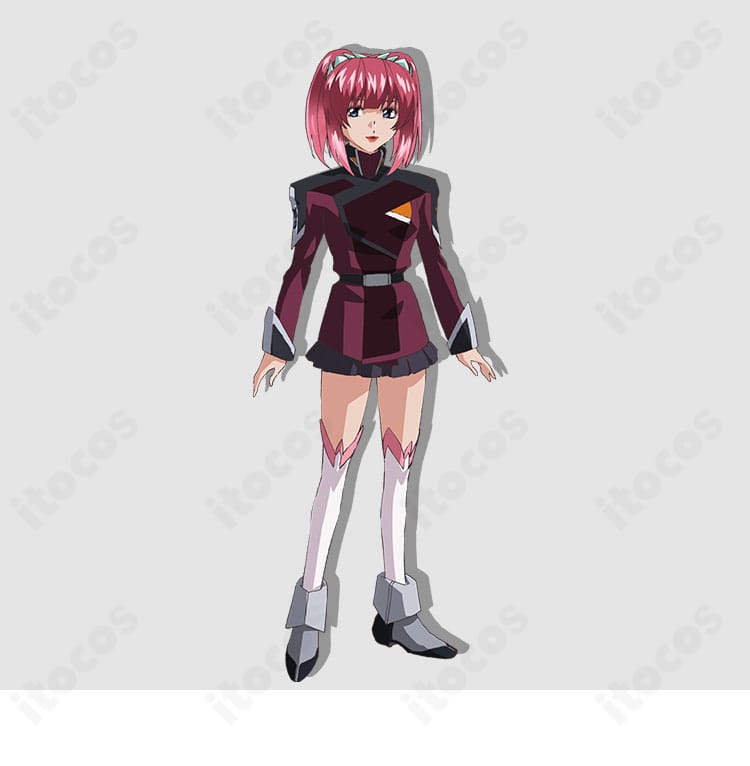 機動戦士ガンダムSEED FREEDOM アグネス・ギーベンラートの制服風コスプレ衣装を着用した全身イメージ写真。キャラクターの雰囲気を再現。