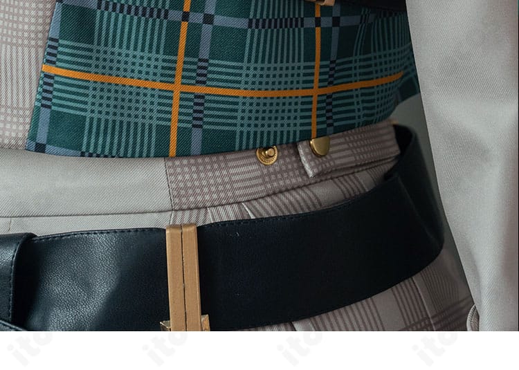 蓮巳敬人 デリジェント・グレイの腰部装飾ディテール。飾りの配置と質感を示す画像