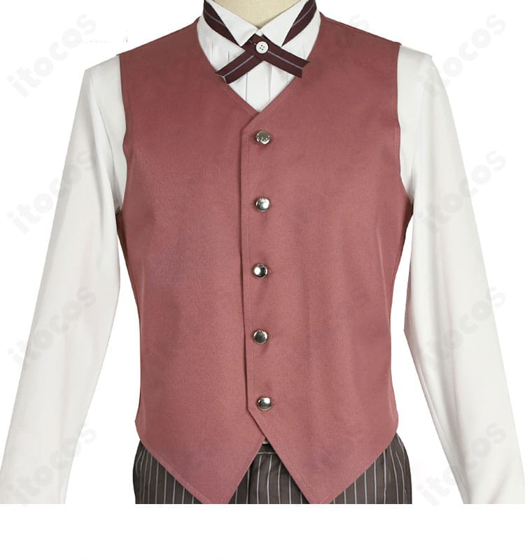 アンセル 夜の喫茶店 ベスト（内搭）の正面ディテール。胸元のラインと丈感、ボタンの質感を強調。