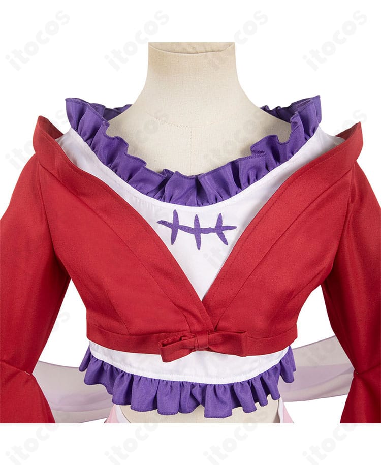 猫猫コスプレ8巻衣装の上着装飾アップ。精密な刺繍と模様配置が見える。