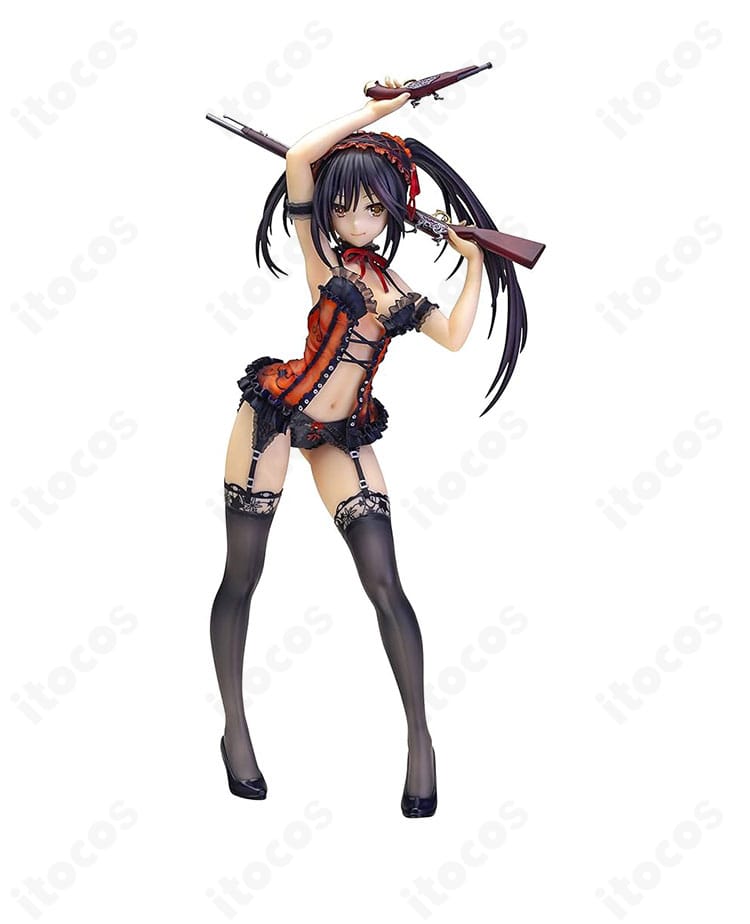 時崎狂三のコスプレ一式を着用したモデル画像。赤黒配色とレースで作品イメージを忠実に表現。