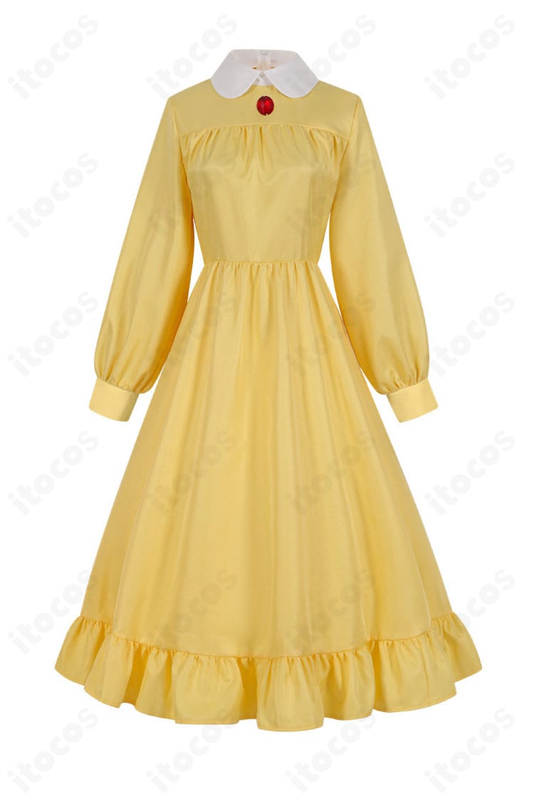 ソフィー・ハッター コスプレ衣装の正面全体。クラシックなワンピースの上品なシルエットと配色が分かる画像。