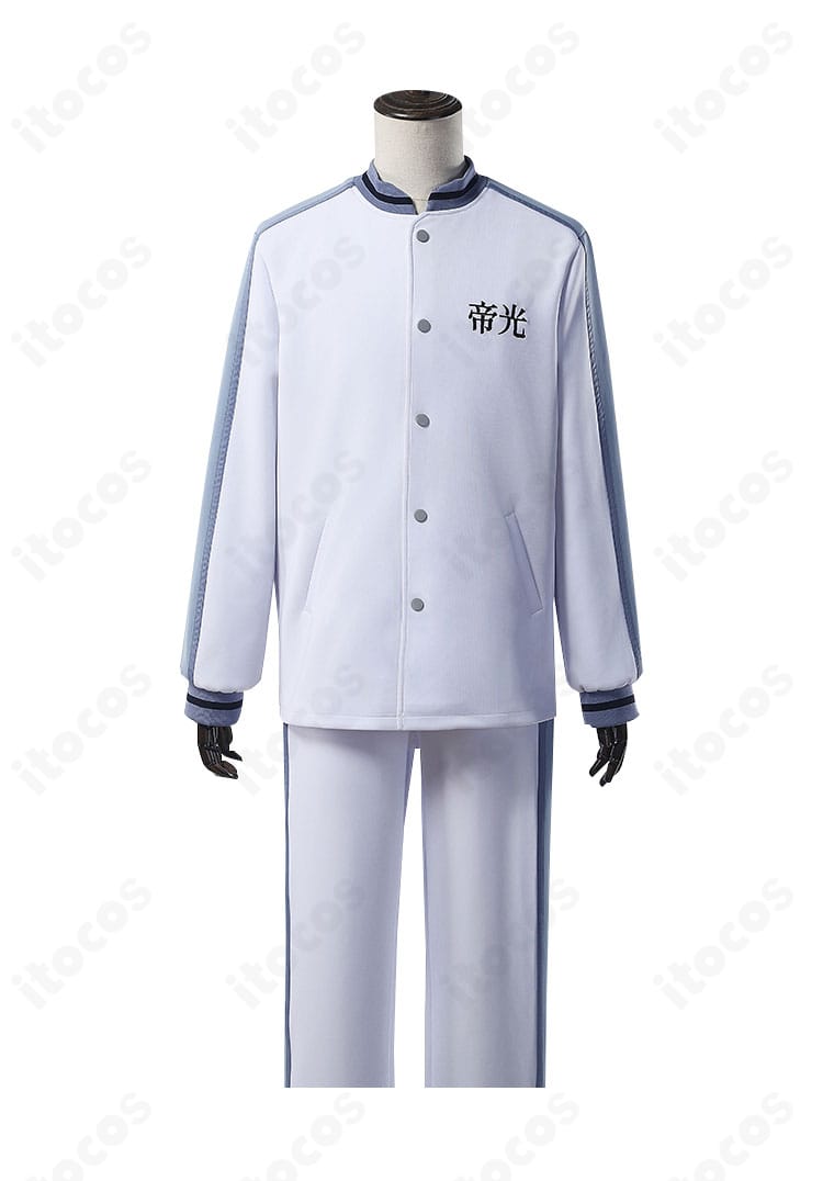 黒子のバスケ 黒子テツヤ 帝光中ジャージ コスプレ衣装の正面全体。ロゴ位置とライン配置が分かるカット