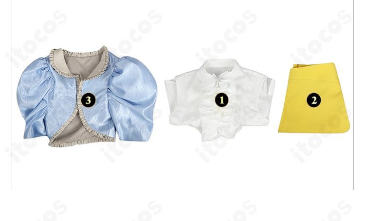 上着・シャツ・スカートのセット内容一覧。必要アイテムが揃うことを示す画像。