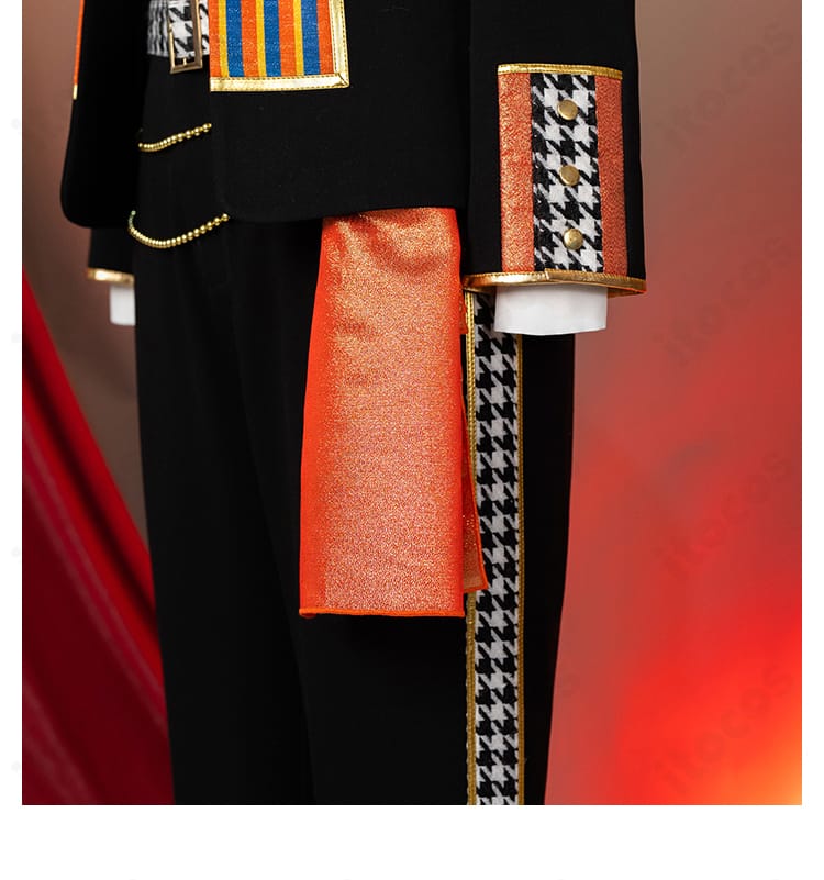 上衣とズボンの質感・縫製ディテール。TRIP衣装のカラーリングを忠実に表現