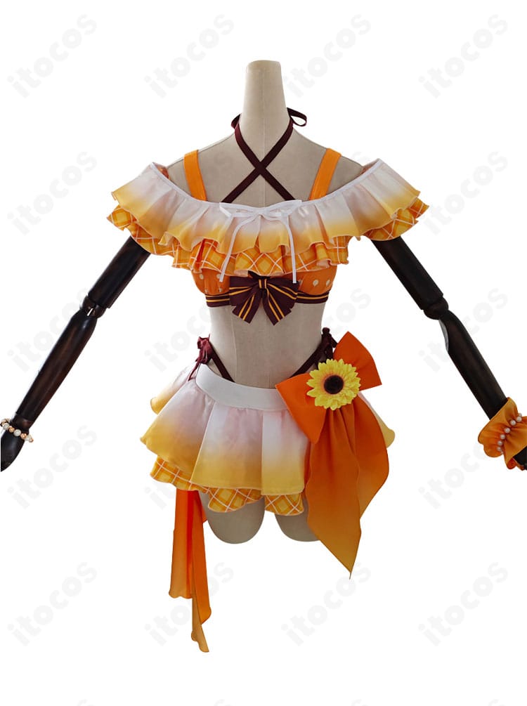 ラブライブ！ 高坂穂乃果 水着コスプレ 正面ビュー。明るく元気な印象を再現したITOCOS製衣装