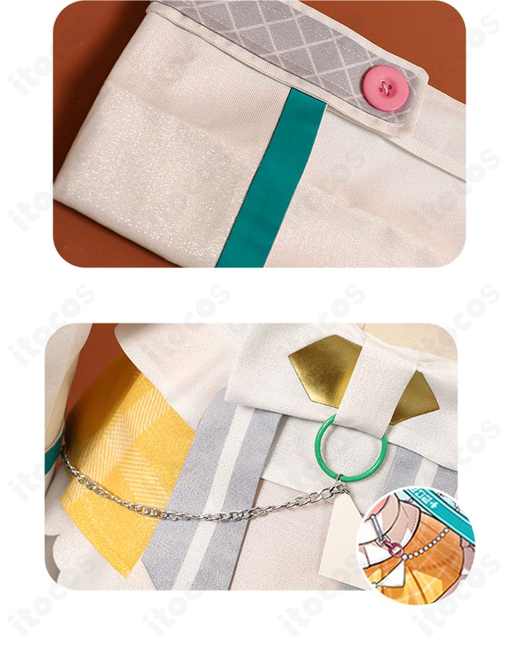 腰部アクセサリー装飾の近接図（コルセットベルトとサイドの意匠）