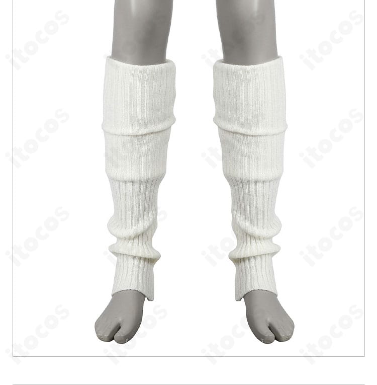 レッグウォーマー／レッグカバーの近接。リブの表情と長さが分かる。