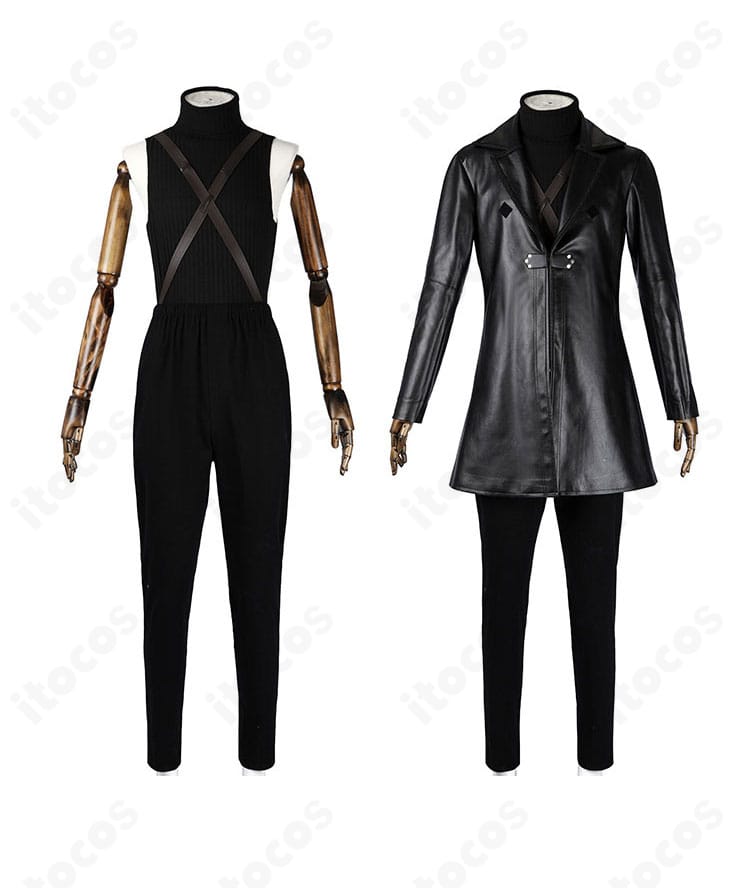 セフィロスコスプレ衣装の装飾細部（胸ベルト金具・縫製ディテール）